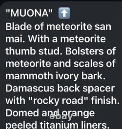Rare Tony Karlsson knife-Meteorite Damascus-Folder Dagger-Titanium-Muona-Bark