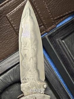 Rare Tony Karlsson knife-Meteorite Damascus-Folder Dagger-Titanium-Muona-Bark