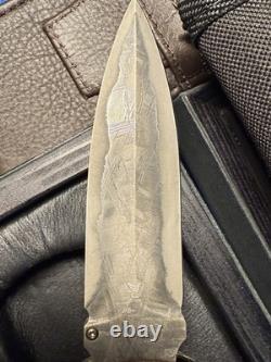 Rare Tony Karlsson knife-Meteorite Damascus-Folder Dagger-Titanium-Muona-Bark