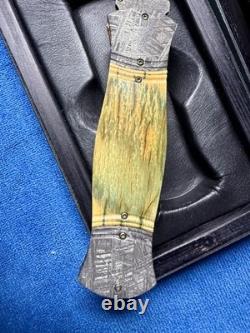 Rare Tony Karlsson knife-Meteorite Damascus-Folder Dagger-Titanium-Muona-Bark