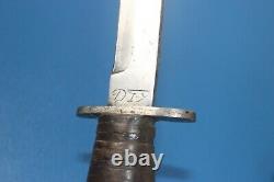 Rare WWII DIX Marked Fighting Knife Dagger with Leather Sheath