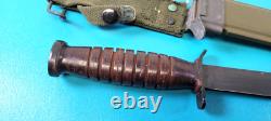 Rare WWII US Military K. I. Kinfolks M3 Fighting Knife Dagger + Scabbard