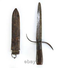 Revolutionary War-Period Antique Fighting Knife / Dagger Named on Sheath 1700s