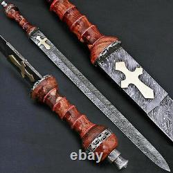 Roman Gladius Custom Made Damascus Steel Blade Survival, Combat Dagger Sword