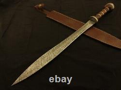 Roman Gladius Historical Custom Made Damascus Steel Blade, Dagger Warior Sword