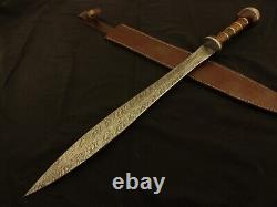 Roman Gladius Historical Custom Made Damascus Steel Blade, Dagger Warior Sword