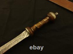 Roman Gladius Historical Custom Made Damascus Steel Blade, Dagger Warrior Swords