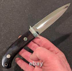 S. R. Johnson Custom Fixed Blade Knife Dagger Ebony Wood Handle Early Work