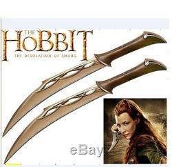 S0079 The Hobbit Elven Twin Fighting Knives Daggers Of Tauriel Wall Mount 20.5