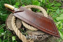 STAG ANTLER HANDLE Custom HAND FORGED D2 Hunting DAGGER KNIFE CHOPPER