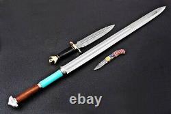Saturday Sale Smith Hand Forged Sword, Damascus Steel Dagger, Pocket knife
