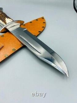 Sc 18 Custom Handmade D2-tool Steel Hunting Bowie Knife With Stag Horn Handle