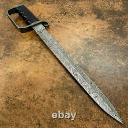 Sc Custom Damascus Bowie Hunting Knife Dager Damascus D Guard Bull Horn Handle