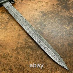 Sc Custom Damascus Bowie Hunting Knife Dager Damascus D Guard Bull Horn Handle