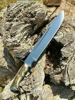 Sc Custom Handmade D2-tool Steel Hunting Bowie Knife With Stag Horn Handle