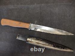 Scarce WWII German Trench Fighting Boot Knife Dagger E. F. Horster n Scabbard