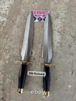 Set Of 2- Custom Handmade Carbon Steel Hunting Dagger Bowie Knife With Sheath