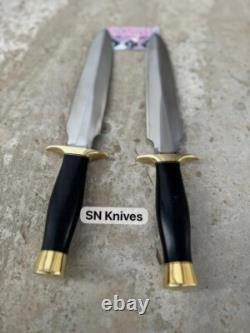 Set Of 2- Custom Handmade Carbon Steel Hunting Dagger Bowie Knife With Sheath