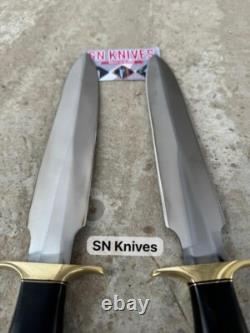 Set Of 2- Custom Handmade Carbon Steel Hunting Dagger Bowie Knife With Sheath