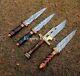 Set Of 4 Handmade Damascus Steel Hunting Dagger With Sheath Combat Dagger