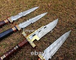 Set Of 4 Handmade Damascus Steel Hunting Dagger With Sheath Combat Dagger