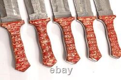 Set Of 5 Kma Custom Damascus Steel Forge Smatchet Combat Dagger Knives