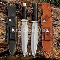 Set of 2 CUSTOM HANDMADE D2 STEEL HUNTING DAGGER & BOWIE KNIFE MICARTA HANDLE