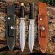 Set Of 2 Custom Handmade D2 Steel Hunting Dagger & Bowie Knife Micarta Handle