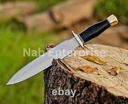 Set of 2 CUSTOM HANDMADE D2 STEEL HUNTING DAGGER & BOWIE KNIFE MICARTA HANDLE