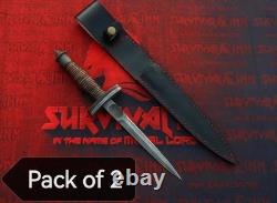 Set of 2 Vintage CASE V-42 Dagger US Special Forces WWII Dagger Knife / sheath