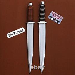 Set of 2pcs-Arkansas Toothpick Dagger Handmade D2 Dagger Hunting knife WithSheath