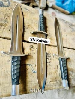 Set of 3-Custom Handmade D2 Tool Steel Hunting Dagger Bowie Knife Micarta Handle