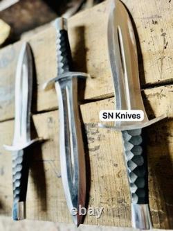 Set of 3-Custom Handmade D2 Tool Steel Hunting Dagger Bowie Knife Micarta Handle