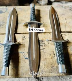 Set of 3-Custom Handmade D2 Tool Steel Hunting Dagger Bowie Knife Micarta Handle