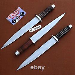 Set of 3pcs-Arkansas Toothpick Dagger Handmade D2 Dagger Hunting Bowie Knife