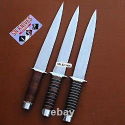 Set of 3pcs-Arkansas Toothpick Dagger Handmade D2 Dagger Hunting Bowie Knife