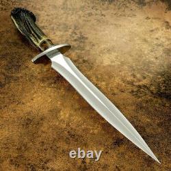 Sk Custom D2 Tool Steel Bowie Hunting Knife Dagger Stag Crown Handle