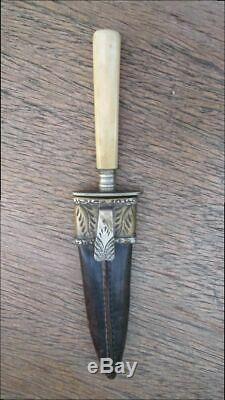 Sm. Antique JOSEPH ALLEN & SON Sheffield Prostitute's Dagger Knife withFINE Sheath