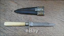 Sm. Antique JOSEPH ALLEN & SON Sheffield Prostitute's Dagger Knife withFINE Sheath