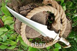 Stag Antler Brass Custom Handmade D2 Steel Hunting Dagger Bowie Tactical Knife