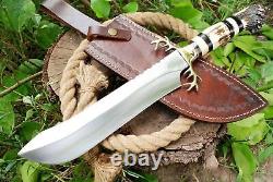 Stag Custom Handmade D2 Survival Hunting Dagger Bowie Knife Antler Grip