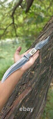 Stag Horn Handle Custom Handmade Damascus Steel Hunting Dagger Bowi Knife