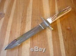Superb Custom Buck 976 Geronimo Peace Dagger Knife Stag Antler Handles Mp Blade