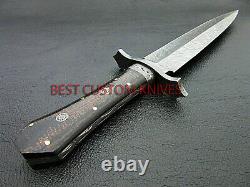 Superb, Hand Forged Damascus Steel Blade, Feather Pattern, Dagger Knife