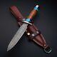 Tactical Custom Hand Forged Damascus Steel Hunting Camping Dagger Knife Withsheath