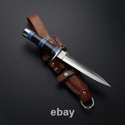 Tactical D2 Tool Steel Custom Handmade Combat Dagger Knife with Leather Sheath