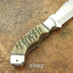 Tracker-Custom Handmade D2 Steel Tracker Knife & Sheath Ram Horn Handle