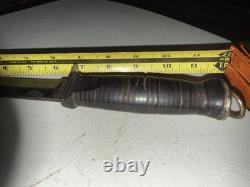 Trench Knife Dagger Vintage Fighting Knife Stacked Leather Handle 6 5/8 Blade