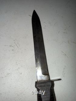 Trench Knife Dagger Vintage Fighting Knife Stacked Leather Handle 6 5/8 Blade