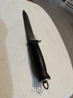 Trench Knife Dagger Vintage Fighting Knife Stacked Leather Handle 6 5/8 Blade